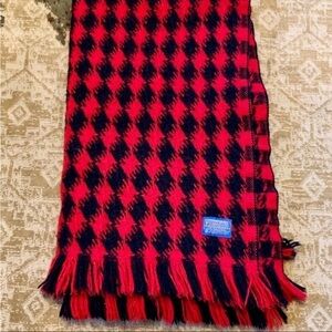 Pendleton Red and Black Plaid Wool throw blanket with Fringe
